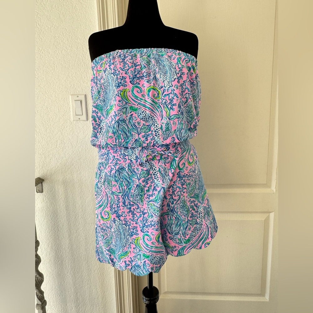 NWT Lilly Pulitzer Sz XL Jackie Strapless Romper, Lilac Rose We Mermaid It